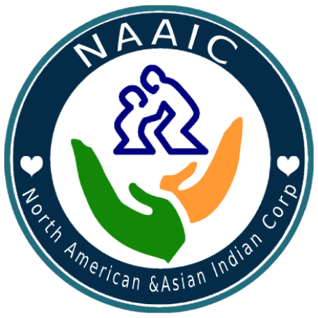 Logo of North American & Asian Indian Corp with hands and figures.